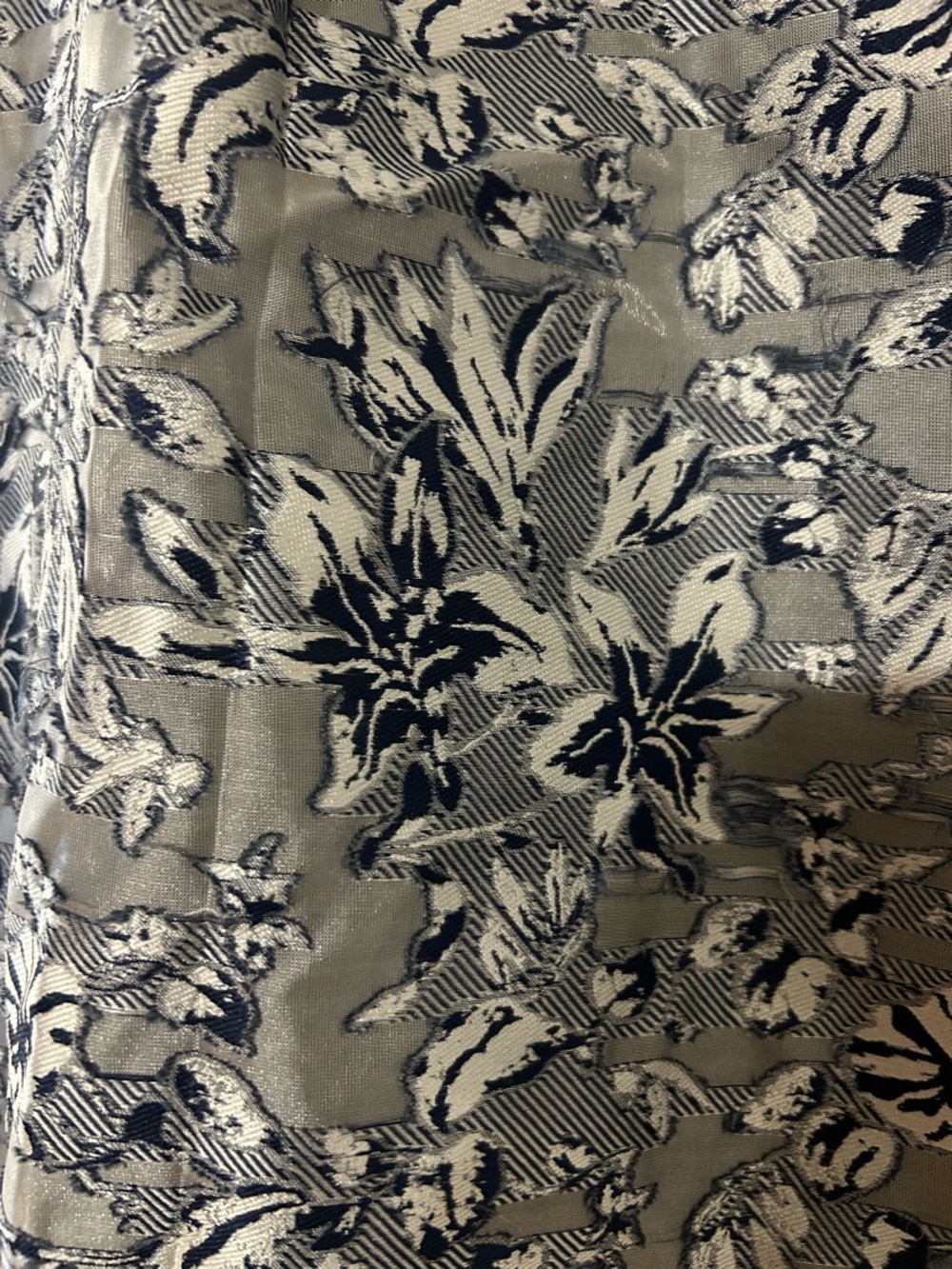Beautiful Floral Jacquard A-Line Skirt in Navy and Silver - Picture 3 of 3